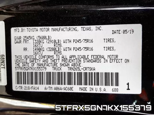 5TFRX5GN7KX155379 фото 2