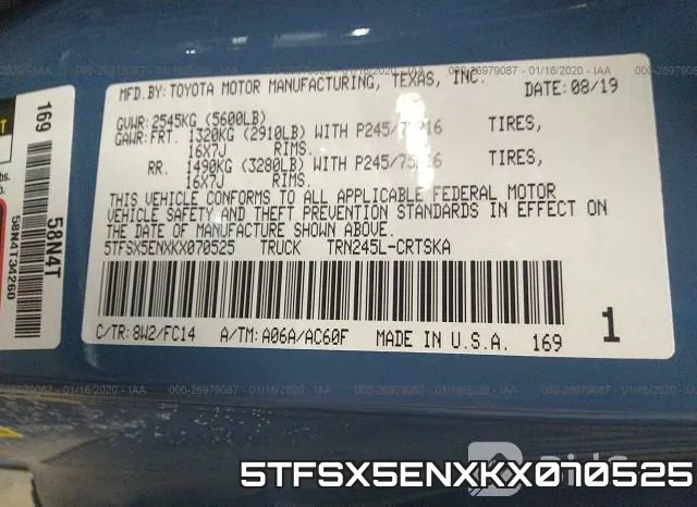 5TFSX5ENXKX070525 фото 10