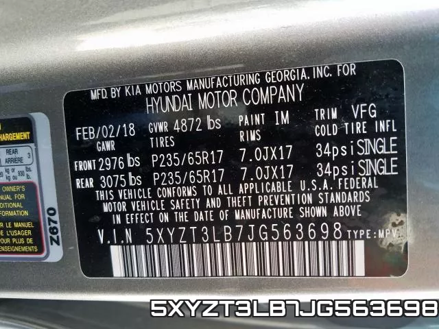 5XYZT3LB7JG563698 фото 2