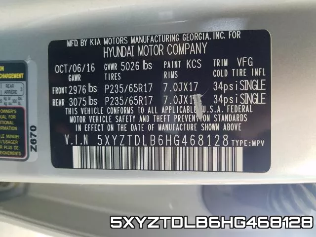 5XYZTDLB6HG468128 фото 2