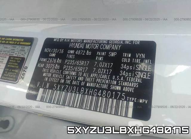 5XYZU3LBXHG480175 фото 10