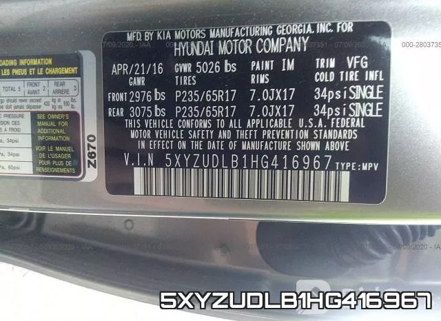 5XYZUDLB1HG416967 фото 10