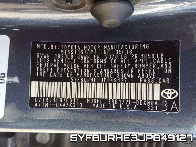 5YFBURHE3JP849127 фото 2