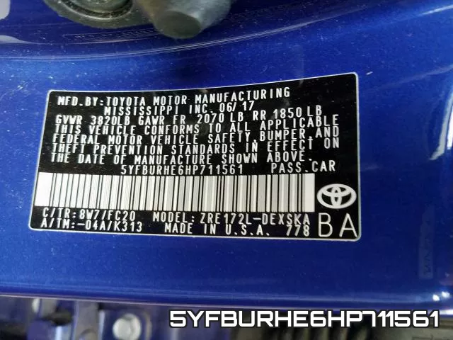 5YFBURHE6HP711561 фото 2