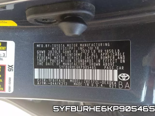5YFBURHE6KP905465 фото 2