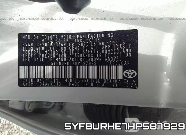 5YFBURHE7HP587929 фото 10