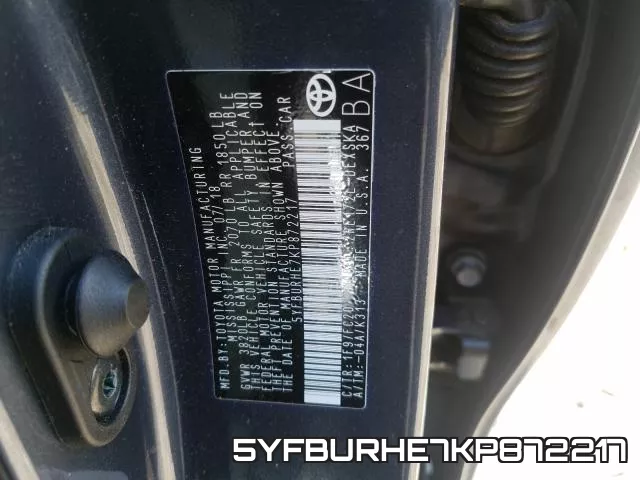 5YFBURHE7KP872217 фото 2