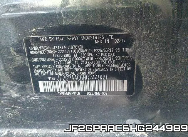 JF2GPAAC6HG244989 фото 10