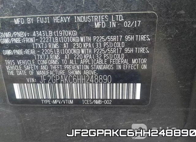 JF2GPAKC6HH248890 фото 10