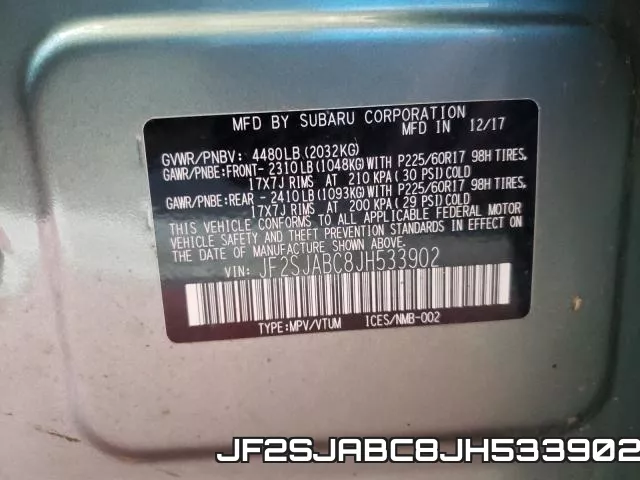 JF2SJABC8JH533902 фото 2