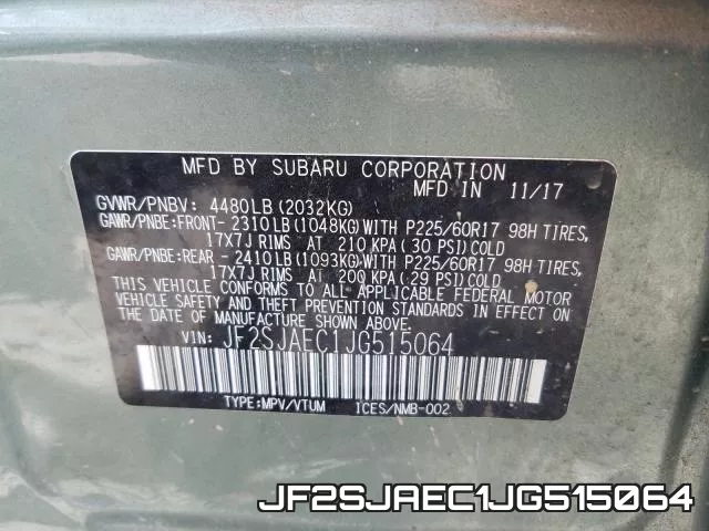JF2SJAEC1JG515064 фото 2