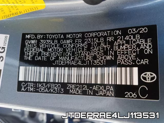 JTDEPRAE4LJ113531 фото 2