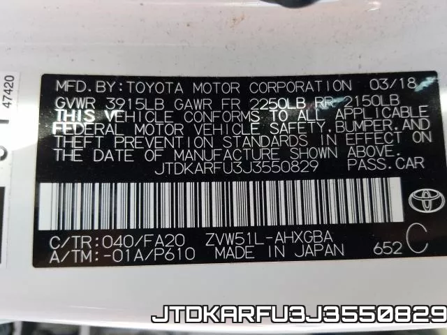 JTDKARFU3J3550829 фото 2