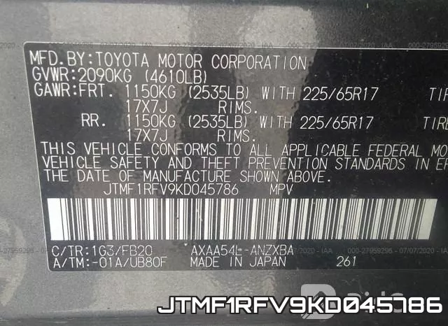 JTMF1RFV9KD045786 фото 10