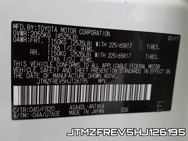 JTMZFREV5HJ126195 фото 2