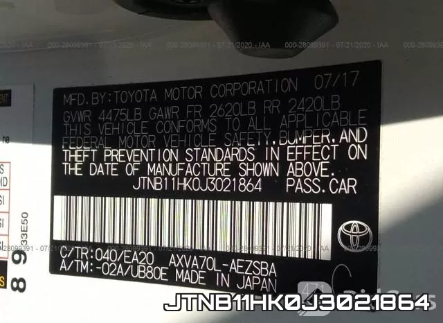 JTNB11HK0J3021864 фото 10