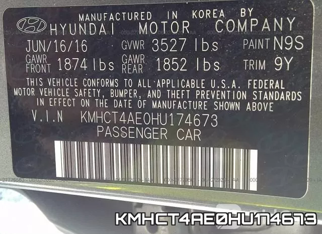 KMHCT4AE0HU174673 фото 10