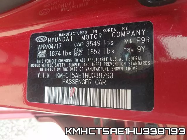 KMHCT5AE1HU338793 фото 2