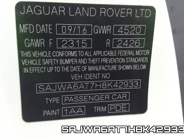 SAJWA6AT7H8K42933 фото 2