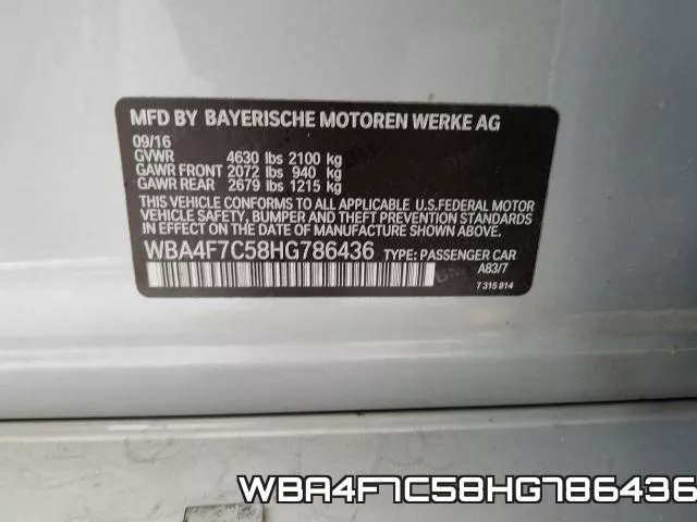 WBA4F7C58HG786436 фото 2