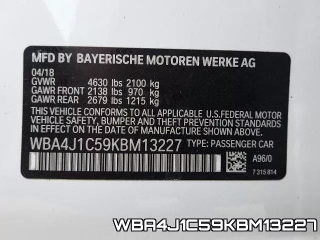 WBA4J1C59KBM13227 фото 2