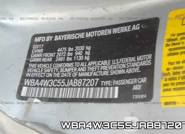 WBA4W3C55JAB87207 фото 10