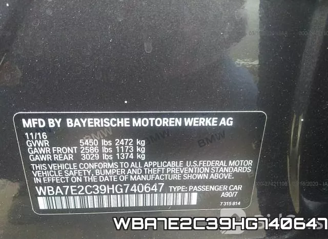 WBA7E2C39HG740647 фото 10
