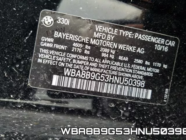WBA8B9G53HNU50398 фото 2
