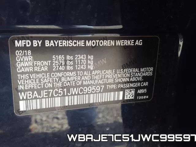 WBAJE7C51JWC99597 фото 2
