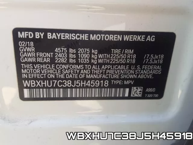 WBXHU7C38J5H45918 фото 2