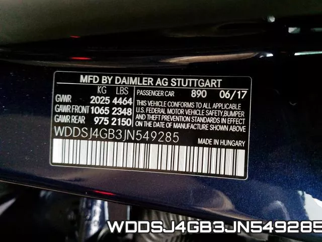 WDDSJ4GB3JN549285 фото 2