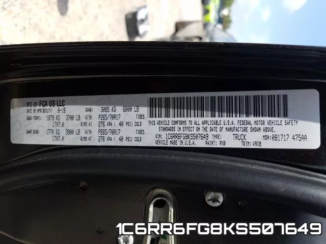 1C6RR6FG8KS507649 фото 2