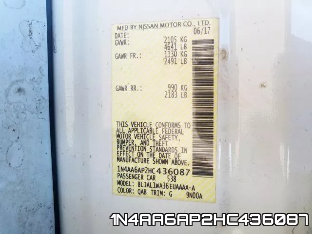 1N4AA6AP2HC436087 фото 2