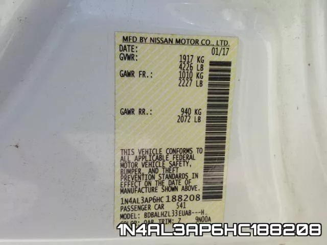 1N4AL3AP6HC188208 фото 2