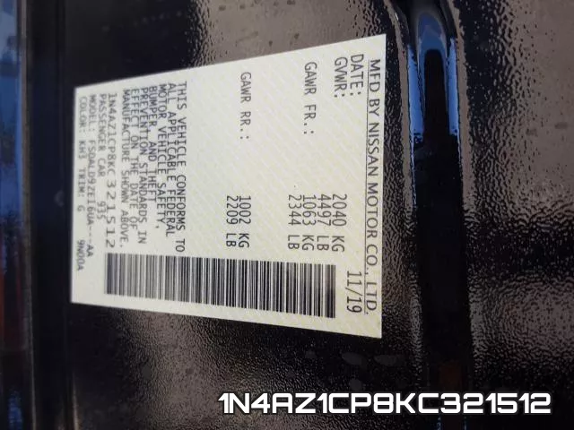 1N4AZ1CP8KC321512 фото 2