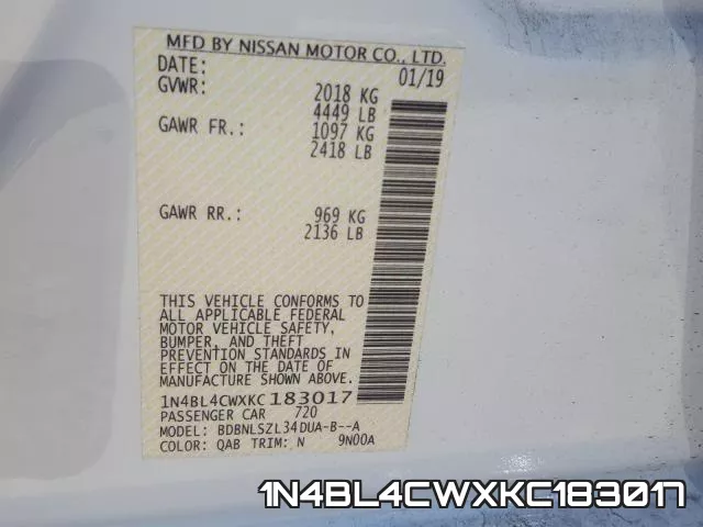 1N4BL4CWXKC183017 фото 2