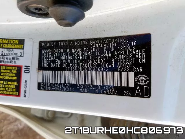 2T1BURHE0HC806973 фото 2