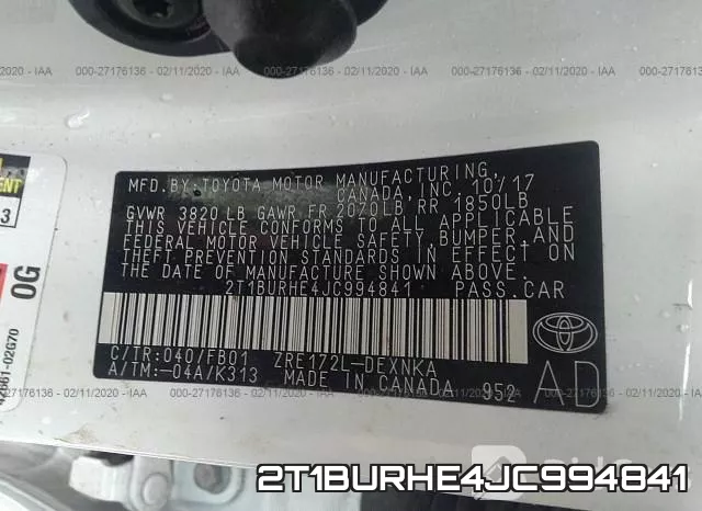 2T1BURHE4JC994841 фото 10