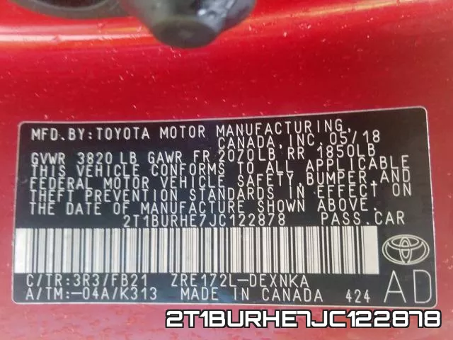 2T1BURHE7JC122878 фото 2