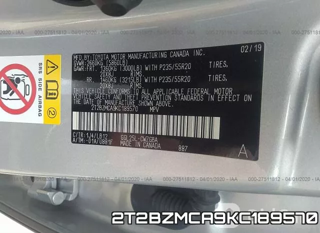 2T2BZMCA9KC189570 фото 10