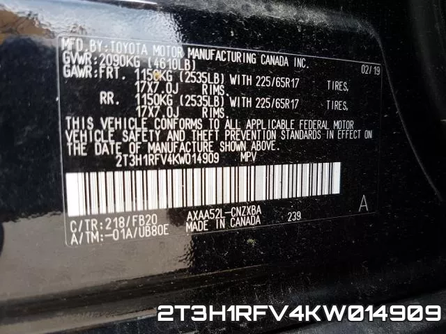 2T3H1RFV4KW014909 фото 2