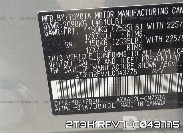 2T3H1RFV7LC043775 фото 10
