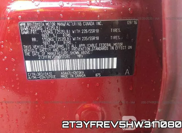 2T3YFREV5HW317080 фото 10