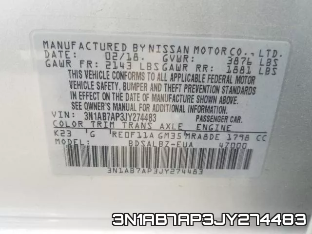 3N1AB7AP3JY274483 фото 2