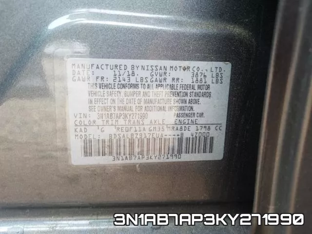3N1AB7AP3KY271990 фото 2