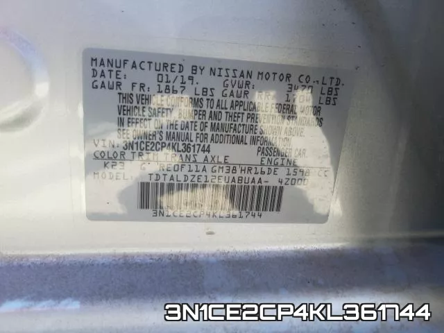 3N1CE2CP4KL361744 фото 2