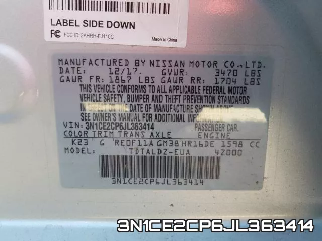 3N1CE2CP6JL363414 фото 2