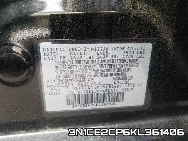 3N1CE2CP6KL361406 фото 2