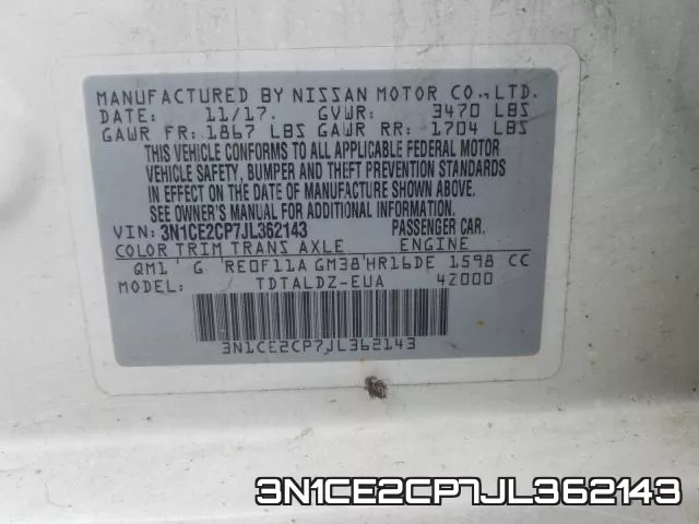 3N1CE2CP7JL362143 фото 2