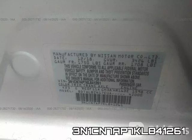 3N1CN7AP7KL841261 фото 10